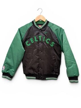 Vintage Nike Boston Celtics Bomber Varsity Satin Jacket Youth M